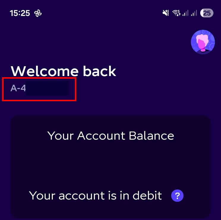 Where to find the account number in the Octopus Energy app
